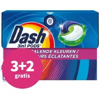 Dash 3+2 Gratis: Wasmiddelcapsules 3in1 Pods Stralende Kleuren 15 Stuks