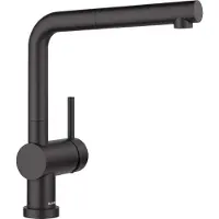 BLANCO Linus S-F - Keukenkraan met uittrekbare vuistdouche, opklapbaar onder het raam, matzwart 527523