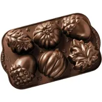 Nordic Ware Autumn Treats herfstfiguren bakvorm 6 stuks 9 x 6 cm aluminium bronskleurig