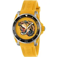 Gucci YA136317 Geel Geborduurde Tijger wijzerplaat Herenhorloge