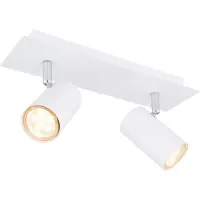 Globo Lighting Plafondspot Spotlight strip plafondlamp Slaapkamerlamp 2-lichts spot beweegbaar, metaal wit, 2x GU10 fitting, LxBxH 30x9x12 cm