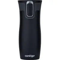 CONTIGO West Loop Autoseal Reismok, Roestvrij Staal Thermosfles, Lekvrije Tumbler, 470 ml, Zwart