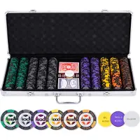 Angel Toys Pokerset 500 Chips 14 gram - Chips met Waarde (High Stake) - Speelkaarten, Dealer Button & Dobbelstenen - Engelhart