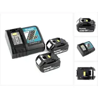 Makita Gereedschap batterijen + laders, Power Source Kit Li 18V met 2x BL1850B accu 5.0Ah + DC18RC lader ( 197570-9 ) (18 V)