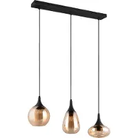 TRIO LUMINA - Hanglamp - Zwart mat - excl. 3x E14 40W - Amber glas