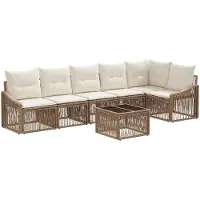 vidaXL Tuinbank Set 7 st Beige poly rattan