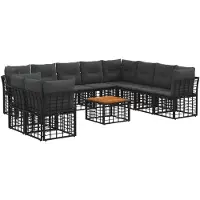vidaXL Buiten bank set 11 st Zwart en Donker Grijs Polyester