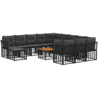 vidaXL Tuinset met 13 delen, zwart en donkergrijs, polyester