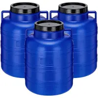Garronda 3x40L Kunststof Trommel Met Deksel - Regenton - Vat - HDPE - Voedselvat - Tuin Hobbock – Blauw - GD-STE-Barrel-B40L-2B