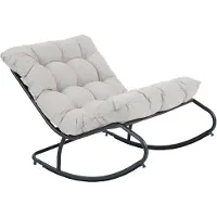 Axi Ruby Schommelstoel - Zwart/beige | Tuinschommel met Stalen Frame / Kussens van Olefin | Outdoor/Tuin Lounge Stoel voor 1 persoon | Belastbaar tot 110 kg
