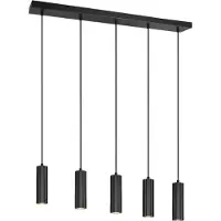 TRIO SOKA - Hanglamp - Zwart mat - excl. 5x GU10 5 W - Plafondbevestiging - In hoogte verstelbaar