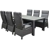 AVH-Collectie Tunis New Delhi dining tuinset 220x100x74,5 cm 7 delig verstelbaar antraciet