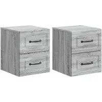 vidaXL Muurbevestigde Nachttafel 2 pcs Grijs sonoma 34,5 x 33 x 40 cm
