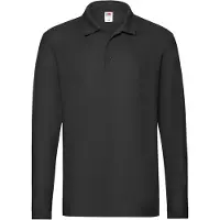 Fruit Of The Loom Heren Premium poloshirt met lange mouwen (Zwart)