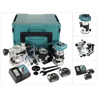Makita DRT 50 RTJ X2 18 V Li-Ion accu borstelloze multifunctionele frees in Makpac incl. freesmodules + 2x 5,0 accu + oplader