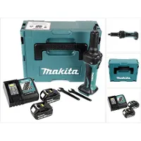 Makita Slijpmachine + polijstmachine, DGD 800 RTJ Accu rechte slijper 18V + 2x accu 5,0Ah + lader + Makpac (Rechte slijper)