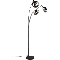 TRIO LUMINA - Vloerlamp - Zwart - ecxl. 3x E14 28W - Voetschakelaar - Verchroomd glas