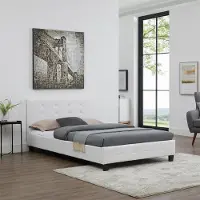CARO-Möbel Beddengoed BRIGHTON 120cm breed kunstlederen bekleding wit