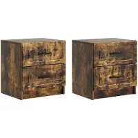 vidaXL Nachtkastje 2 st Gerookt eiken 43 x 34,5 x 44,5 cm Bewerkt hout