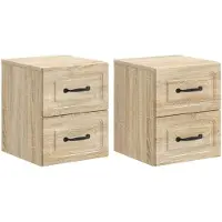 vidaXL Muurbevestigde Nachttafel 2 st Sonoma Eiken 34,5 x 33 x 40 cm