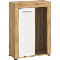 Ebuy24 Vitrinekast Jam - 60x35x86cm - 1 Deur - Wotan Eik/wit