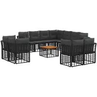 vidaXL Buiten bank set 12 st Zwart en Donker Grijs Polyester