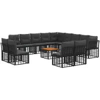 vidaXL Tuinset met 14 stuks, zwart en donkergrijs, polyester