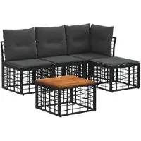 vidaXL Tuinset met 5 zitplaatsen, zwart en donkergrijs, polyester