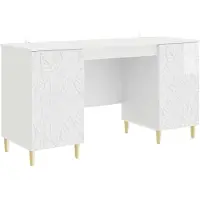 vidaXL Bureau, hoogglans wit, 142,5 x 50 x 75 cm, houtvezel