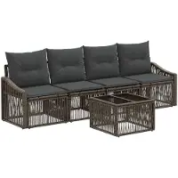 vidaXL Tuinbank Set 5 st Grijs poly rattan