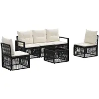 vidaXL Tuinbank Set 6 st Zwart poly rattan