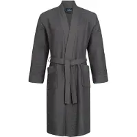 Morgenstern badjas Luca wafelstof Kimono 120cm Antraciet S