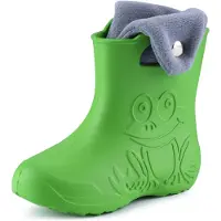 Ladeheid LA-CA-FrogButton Kinder Regenlaarzen - Rubber - met Binnenschoen – EVA - Wasbare Binnenschoen – Groen/Grijs -30/31