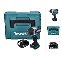 Makita Boormachine + slagboor, DTW 700 T1J Accu-slagmoersleutel 18 V 700 Nm 1/2" XPT Brushless + 1x accu 5.0 Ah + Makpac - o (Oplaadbare batterij)