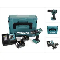 Makita Boormachine + slagboor, DHP 483 RFJ Accu klopboormachine 18V 40Nm + 2x 3.0 Ah accu + lader + Makpac (Oplaadbare batterij)