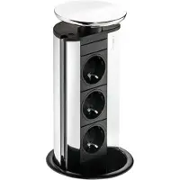 NABER Evoline Port 1, inbouwstopcontact, met Schuko-stopcontact, deksel in zilverkleur, artikelnummer 8031130