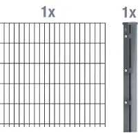 Alberts 645724 dubbelstaafmat hekwerk als complete hekwerkset, antraciet, hoogte 223 cm, lengte 2,5 m