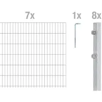 Alberts 669638 dubbelstaafmat hekwerk als 16-delige complete hekwerkset, thermisch verzinkt, hoogte 183 cm, lengte 17,5 m
