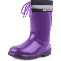 Ladeheid Kinder Regenlaarzen - Rubber - Hoog met Veters - PVC - Waterdicht – Purper Zwart – 33 - LA-LMG-972-Kim