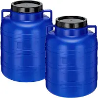 Garronda 2x40L Kunststof Trommel Met Deksel - Regenton - Vat - HDPE - Voedselvat - Tuin Hobbock – Blauw - GD-STE-Barrel-B40L-2B