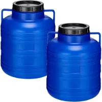 Garronda 2x20L Kunststof Trommel Met Deksel - Regenton - Vat - HDPE - Voedselvat - Tuin Hobbock – Blauw – GD-STE-Barrel-B20L-2B