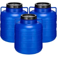 Garronda 3x20L Kunststof Trommel Met Deksel - Regenton - Vat - HDPE - Voedselvat - Tuin Hobbock – Blauw – GD-STE-Barrel-B20L-2B