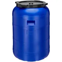 Garronda 200l Kunststof Trommel Met Deksel - Regenton - Vat - HDPE - Voedselvat - Tuin Hobbock – Blauw – GD-STE-BarrelF