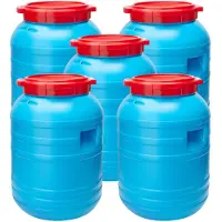 Garronda 5x30L Kunststof Trommel Met Deksel - Vat - HDPE - Voedselvat - Tuin Hobbock - Blauw/Rood – GD-SK-Barrel