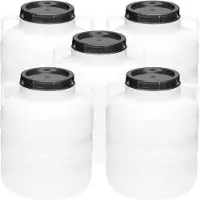 Garronda 5x20L Kunststof Trommel Met Deksel - Regenton - Vat - HDPE - Voedselvat - Tuin Hobbock – Wit – GD-STE-Barrel-B20L-2B
