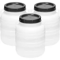 Garronda 3x10L Kunststof Trommel Met Deksel - Regenton - Vat - HDPE - Voedselvat - Tuin Hobbock – Wit - GD-STE-Barrel