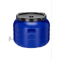 Garronda 100L Kunststof Trommel Met Deksel – Regenton met Kraan - Vat - HDPE - Voedselvat - Tuin Hobbock – Blauw - GD-STE-BarrelFR