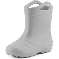 Ladeheid LA-KL-051 Kinder Regenlaarzen - Rubber - met Binnenschoen en Grepen - Waterdicht - EVA - Wasbare Binnenschoen – Grijs – 28