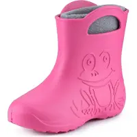 Ladeheid LA-CA-FrogWinter Kinder Regenlaarzen - Rubber - met Binnenschoen - EVA - Wasbare Binnenschoen - Roze/Grijs - 22/23