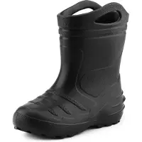 Ladeheid LA-KL-051 Kinder Regenlaarzen - Rubber - met Binnenschoen en Grepen - Waterdicht - EVA - Wasbare Binnenschoen – Zwart – 30
